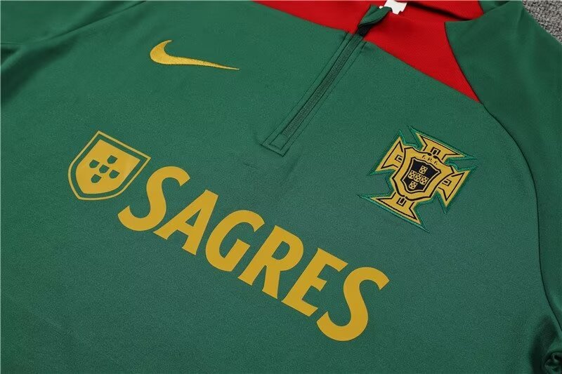 2023-2024 Portugal Half Pull Training Wear Green Football Shirt Set 1:1 Thai Quality