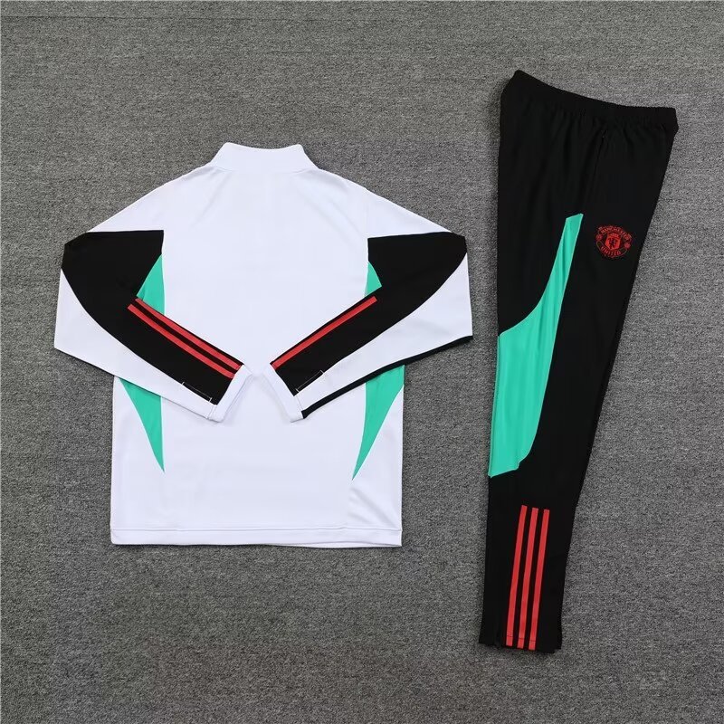 2023/2024 Manchester United half-pull training suit white suit 1:1 Thai quality suit