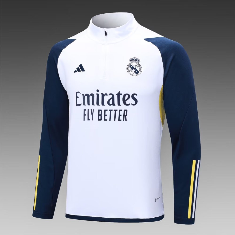 2023/2024 Real Madrid half-pull training uniform white suit 1:1 Thai quality suit