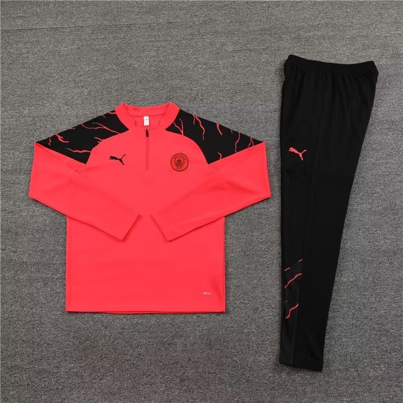 2023/2024 Manchester City Half Pull Training Wear Orange Red Football Shirt