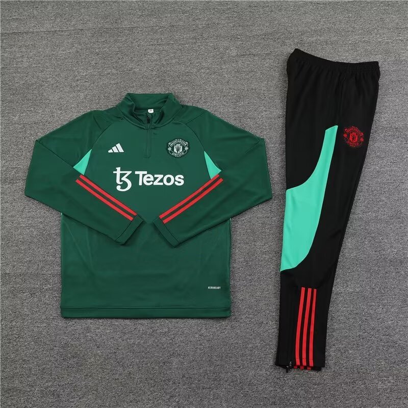 2023/2024 Manchester United half-pull training suit dark green football shirt