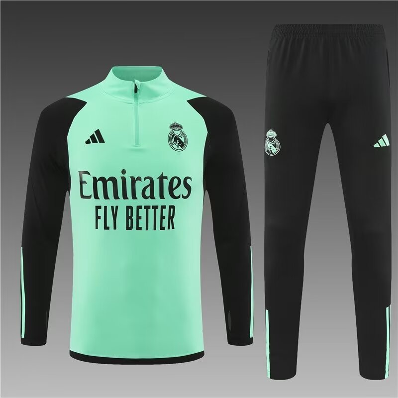 2023/2024 Real Madrid half-pull training uniform green suit 1:1 Thai quality
