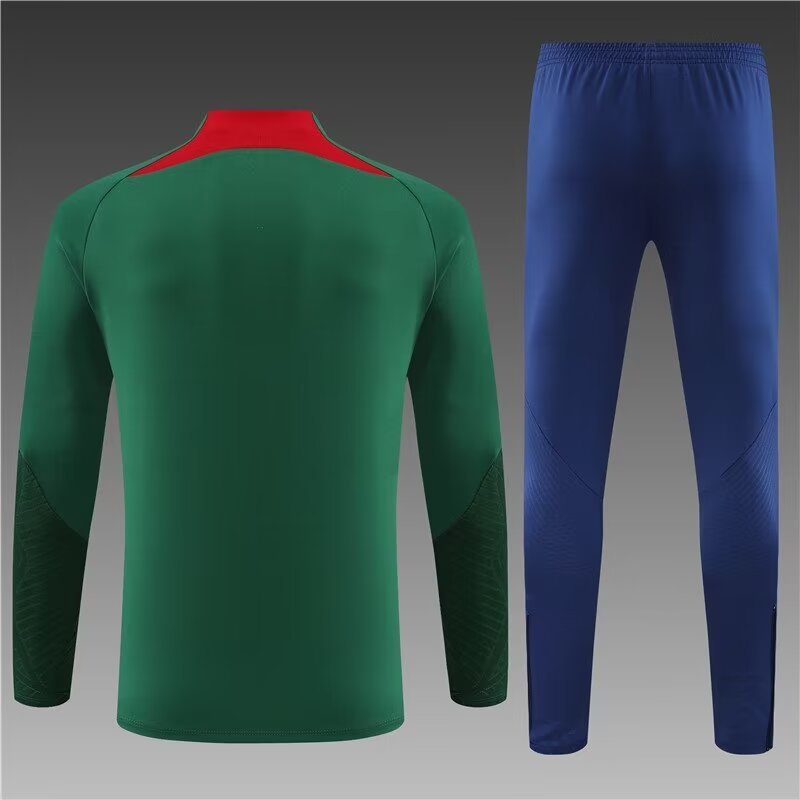 2023-2024 Portugal Half Pull Training Wear Green Football Shirt Set 1:1 Thai Quality
