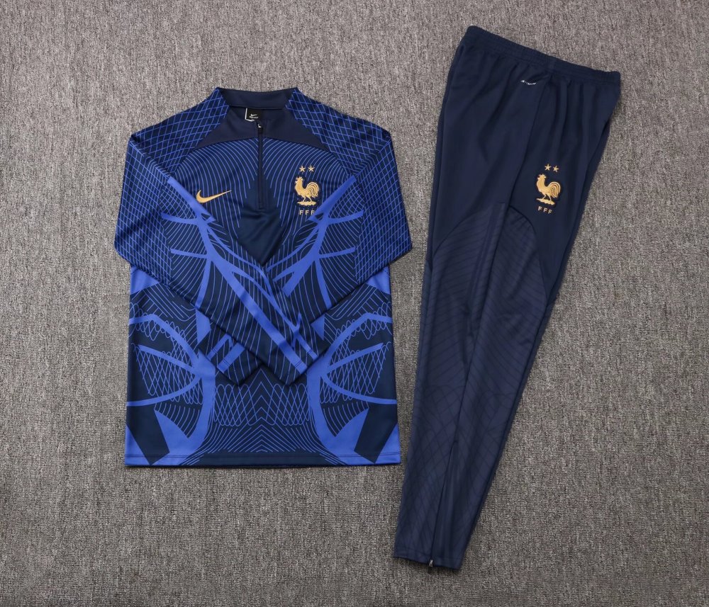 2022/2023 French half-pull training suit blue football shirt suit