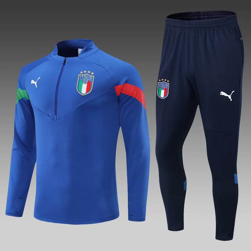 2022/2023 Italy Half-Pull Training Suit Blue Soccer Shirt Set