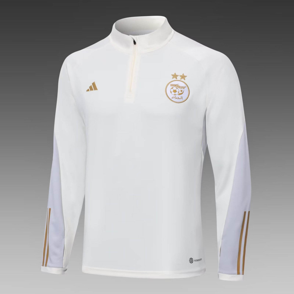 2022 Algeria National Team Half-Pull Training Suit White Shirt Set
