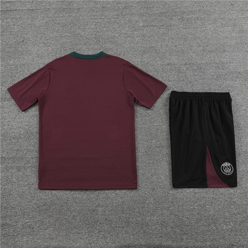 24-25 short-sleeved training clothes psg maroon