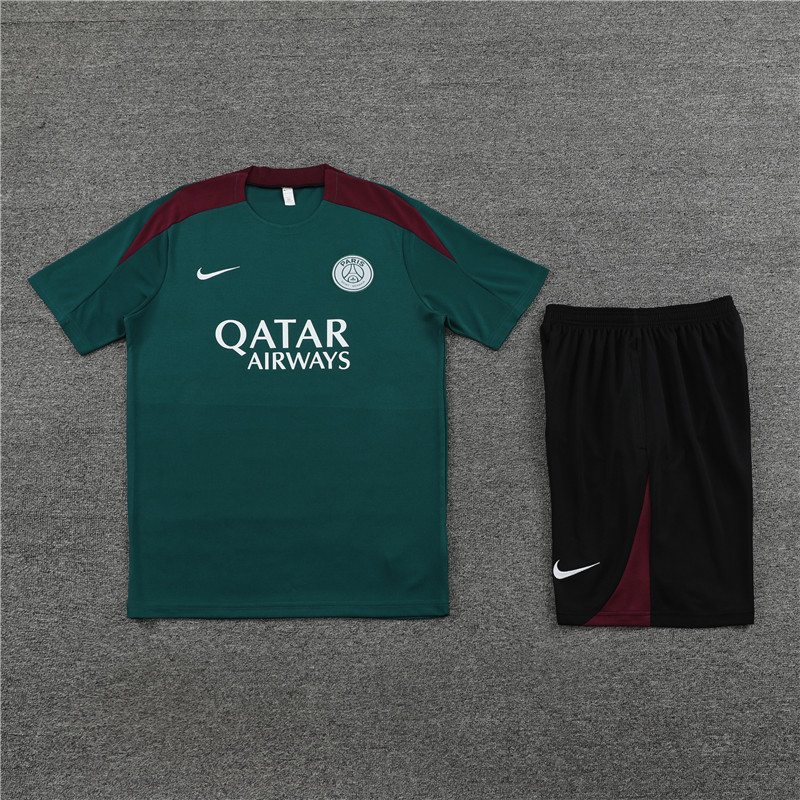 24-25 short sleeve training clothes psg green