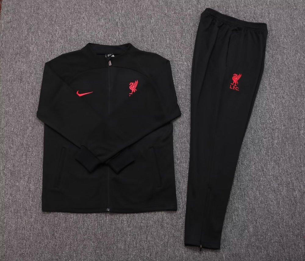 2022/2023 Liverpool Long Zip Jacket Black Jersey 1:1 Thailand Quality Suit