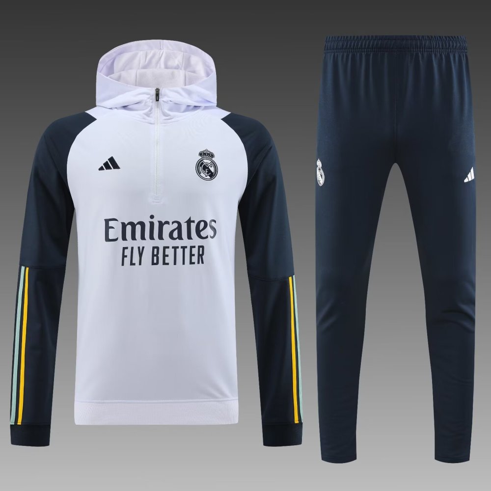 2023/2024 Real Madrid white sweatshirt half pull suit