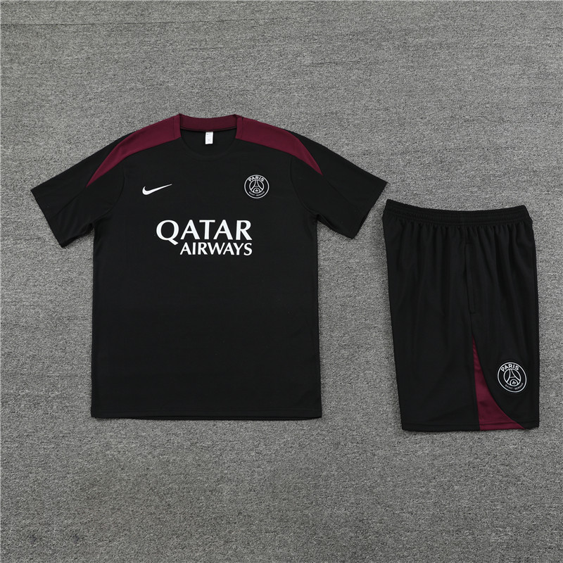 24-25 short-sleeved training suit psg paris saint germain black