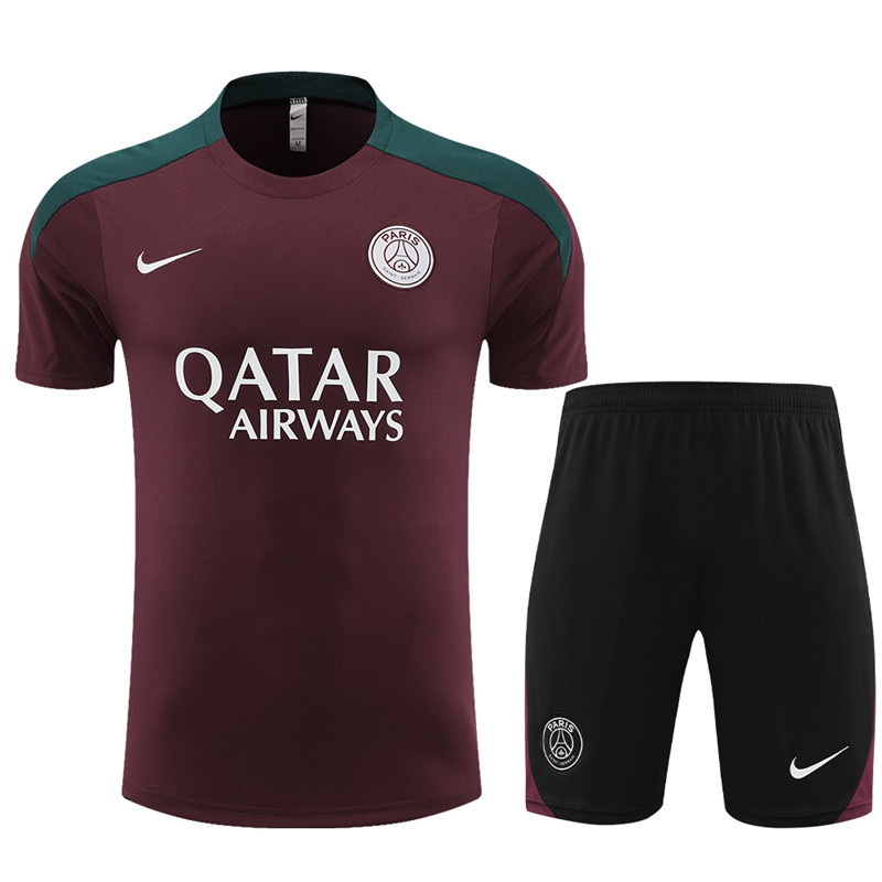 24-25 short-sleeved training clothes psg maroon