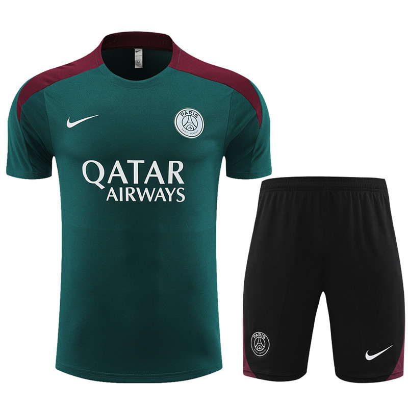 24-25 short sleeve training clothes psg green