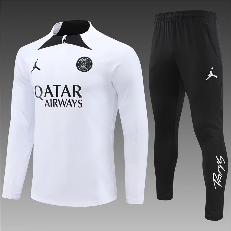 2023/2024 Paris Saint-Germain half-pull training suit white suit