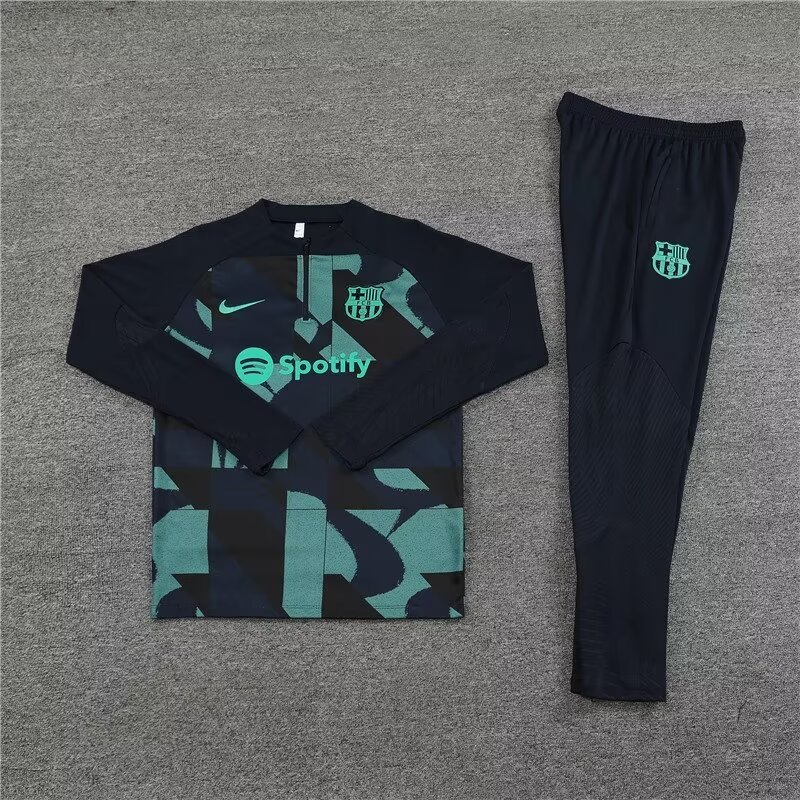 2023/2024 Barcelona Half Pull Training Colorful Dark Blue Suit