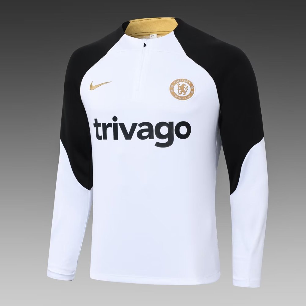 2023/2024 Chelsea Half Pull Training Wear White Football Shirt 1:1 Thailand Quality Suit