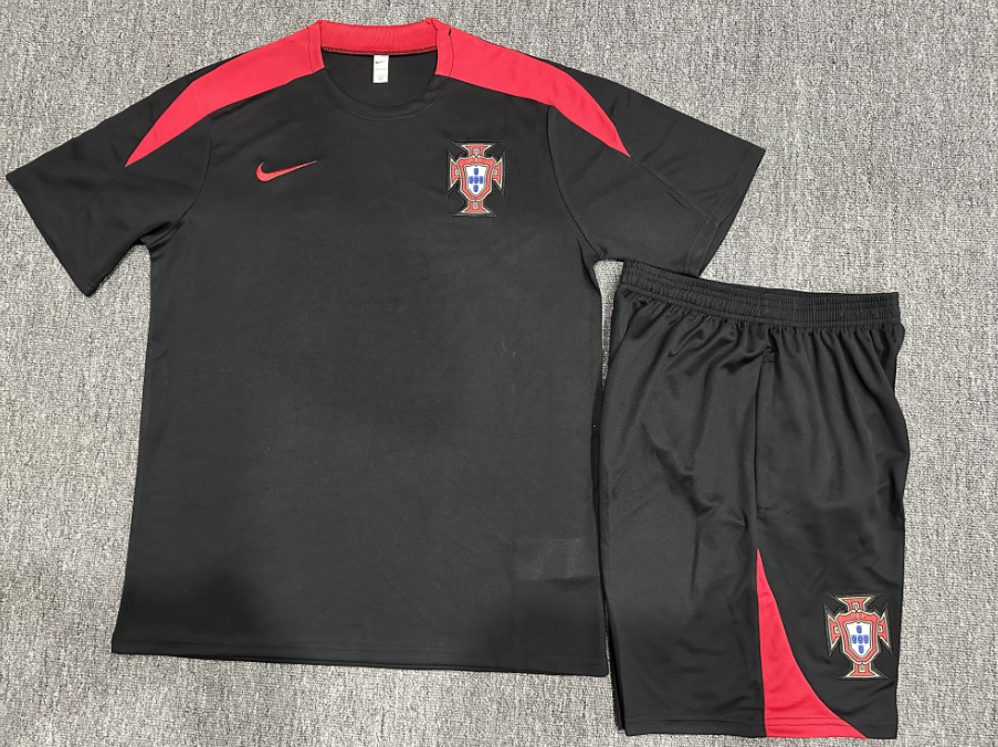 24-25 Short Sleeve Training Jersey Portugal Black