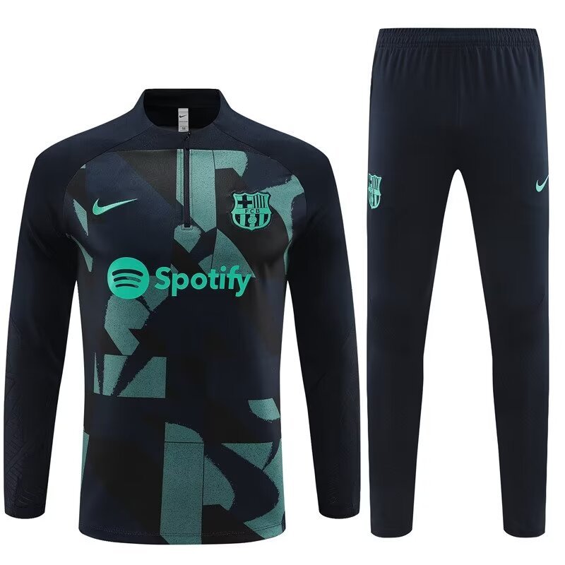 2023/2024 Barcelona Half Pull Training Colorful Dark Blue Suit
