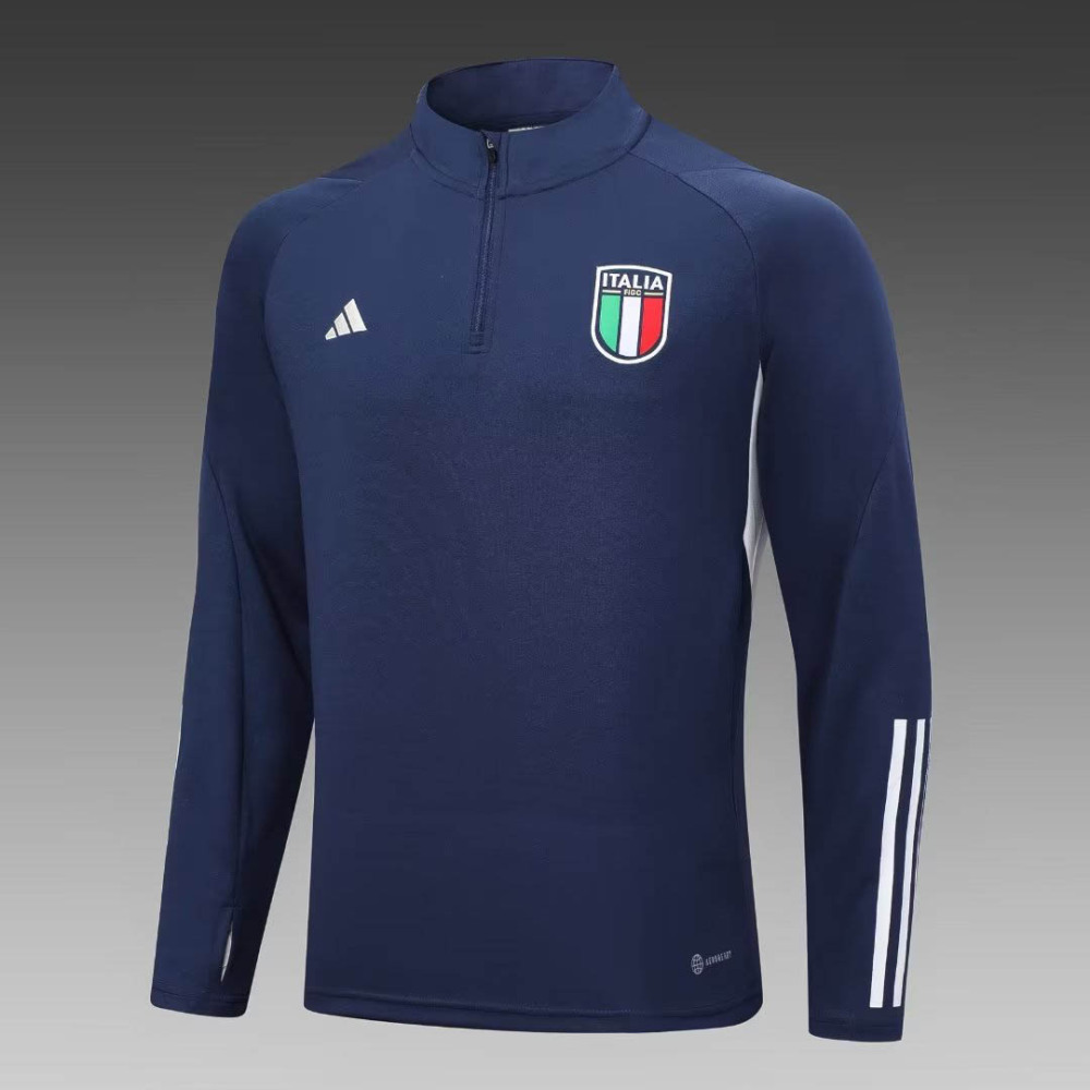 2023/2024 Italy Half-Pull Training Suit Royal Blue Soccer Shirt Set