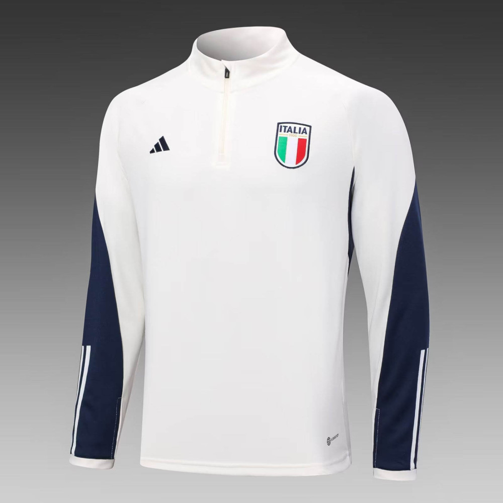 2023/2024 Italy Half-Pull Training Suit Off-White Soccer Shirt Set