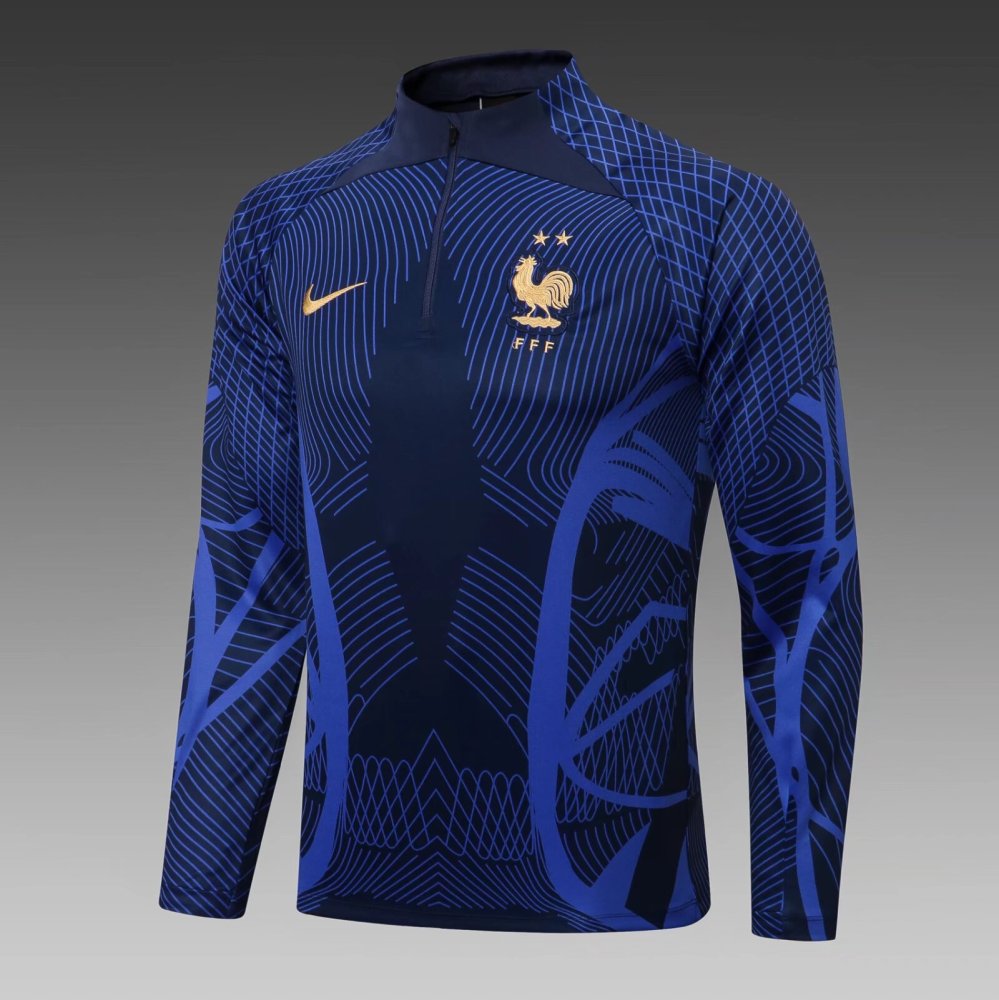 2022/2023 French half-pull training suit blue football shirt suit