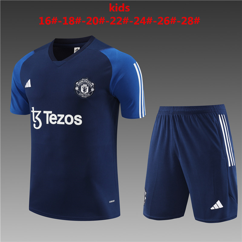 23-24-Short-sleeved training uniform Manchester United royal blue