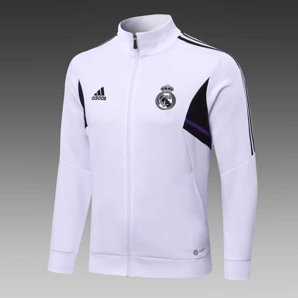 2022/2023 Real Madrid long zipper jacket black with white football shirt set 1:1 Thai quality