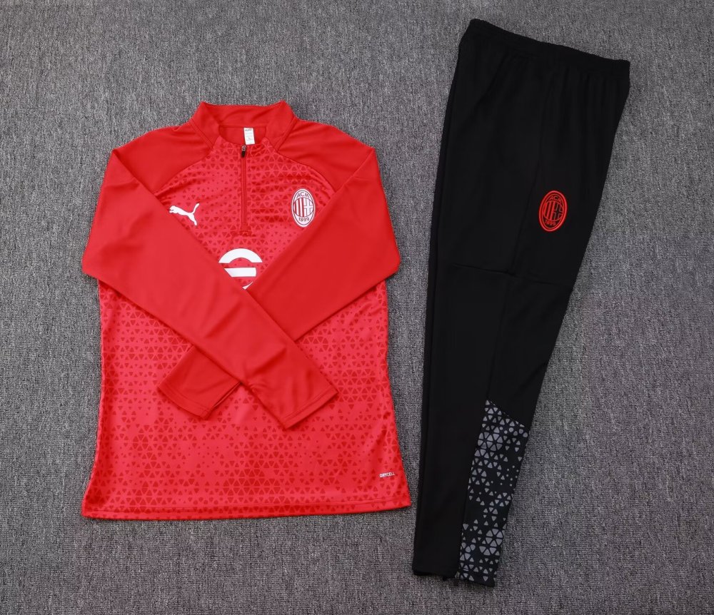2023/2024 AC Milan Half Pull Training Wear Red Football Jersey 1:1 Thailand Quality Suit