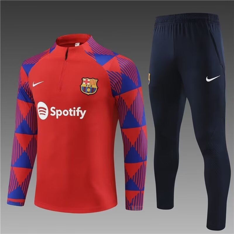 2023/2024 Barcelona half-pull training suit red suit 1:1 Thai quality