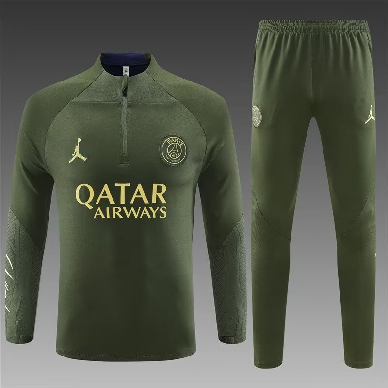 2023/2024 Paris half-pull training uniform military green suit 1:1 Thai quality suit