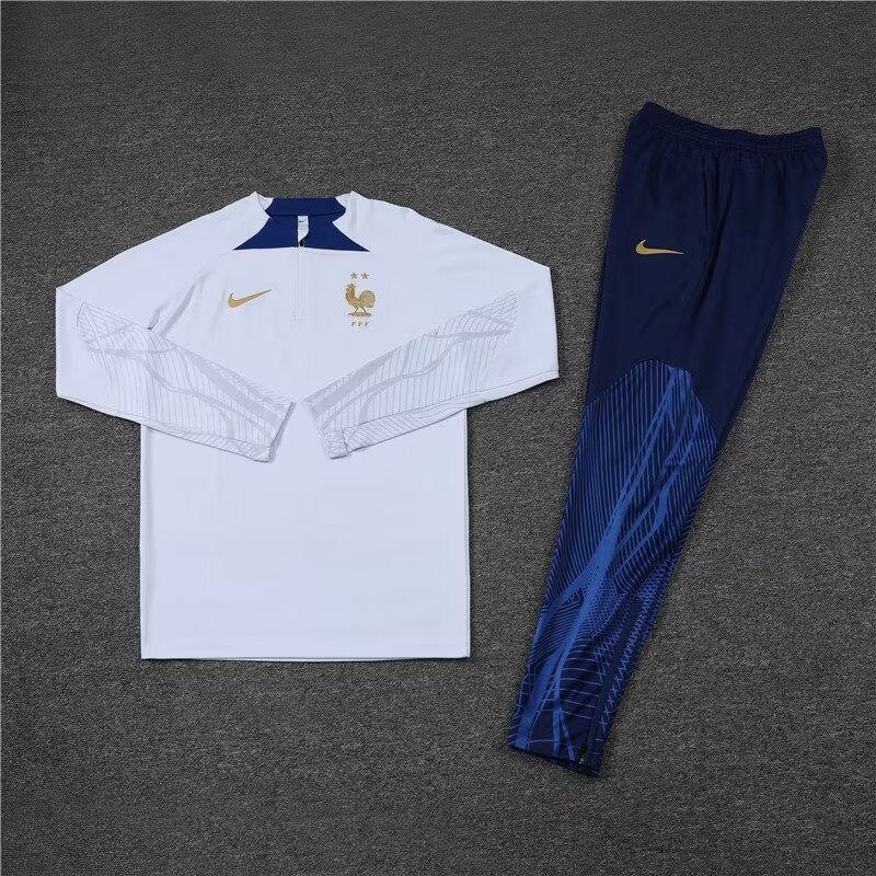 2022/2023 French half-pull training uniform white football shirt suit