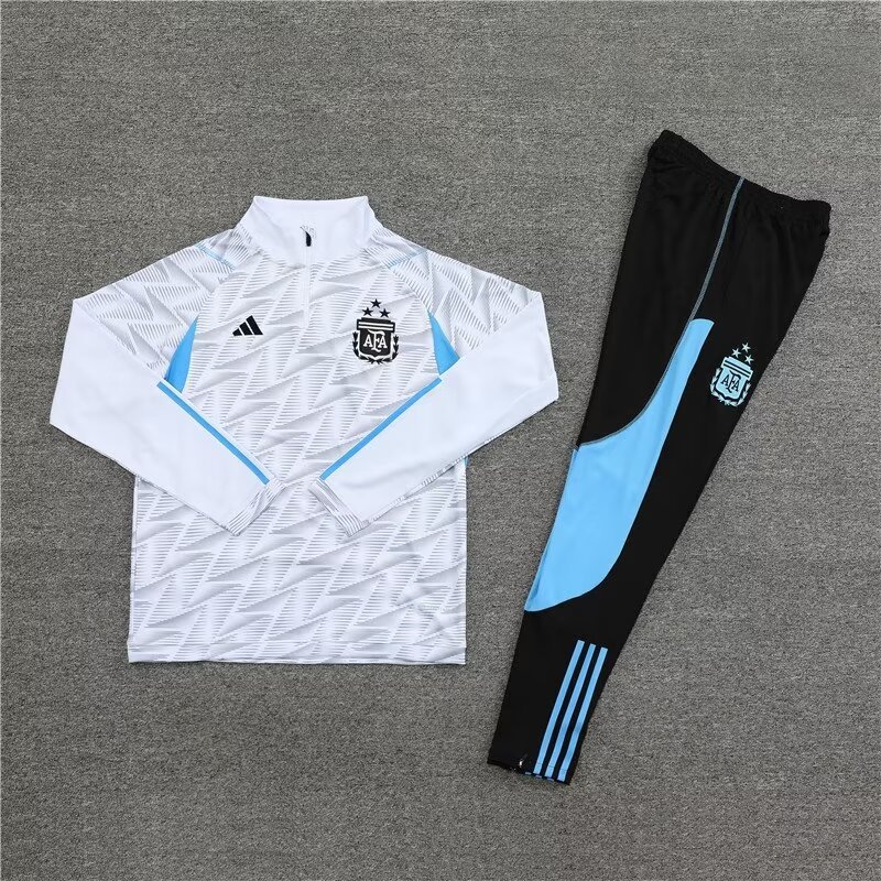 2023/2024 Argentina half-pull training uniform white camouflage jersey set