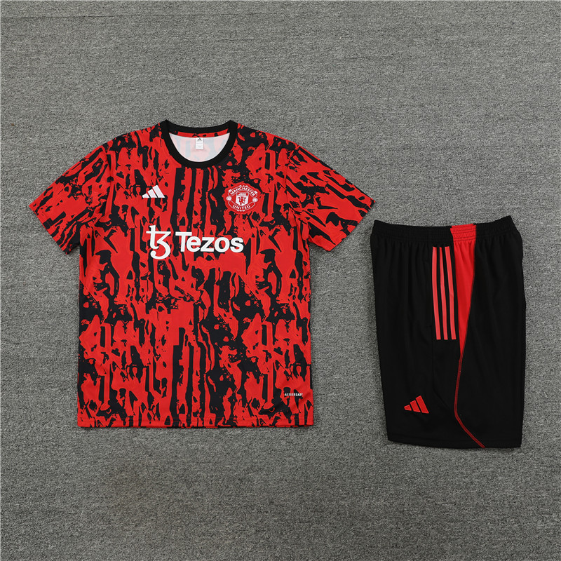 23-24 Manchester United camouflage training short-sleeved suit