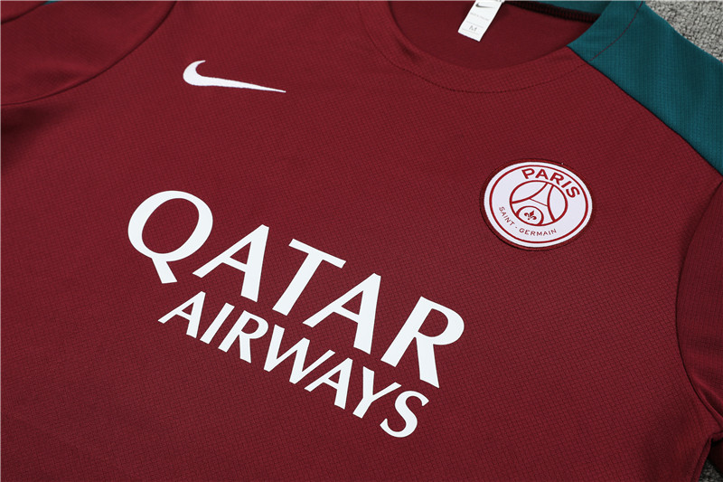 24-25 short-sleeved training clothes psg maroon
