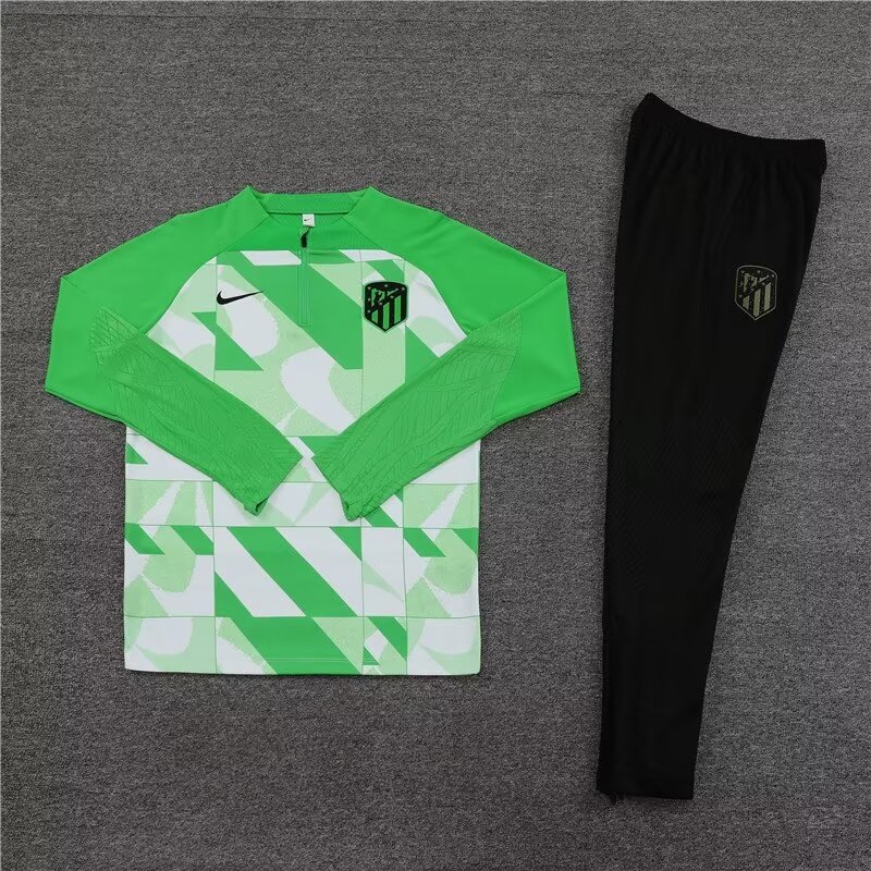 2023/2024 Atletico Madrid half-pull training uniform green camouflage uniform 1:1 Thai quality