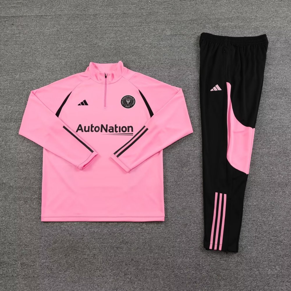 2023/2024 Inter Miami Half Pull Training Wear Pink Football Shirt 1:1 Thailand Quality Suit
