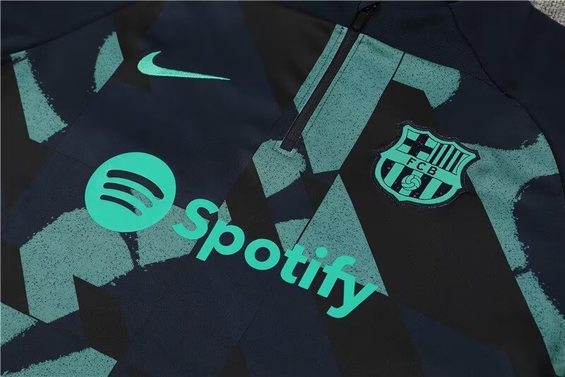 2023/2024 Barcelona Half Pull Training Colorful Dark Blue Suit