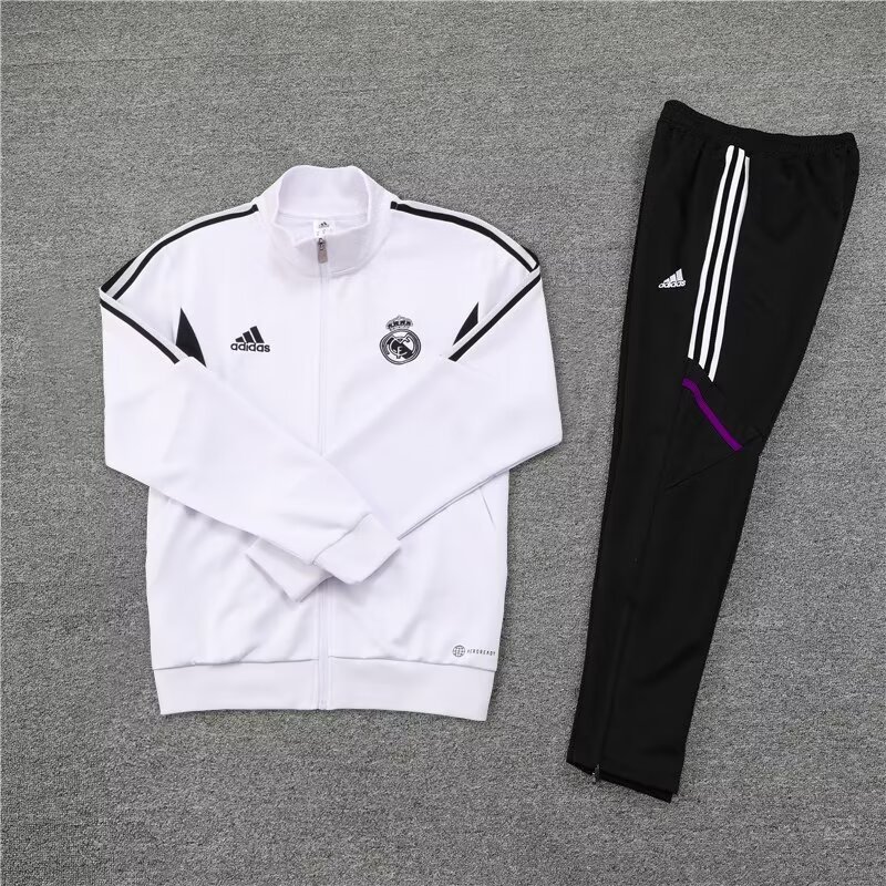 2022/2023 Real Madrid long zipper jacket black with white football shirt set 1:1 Thai quality
