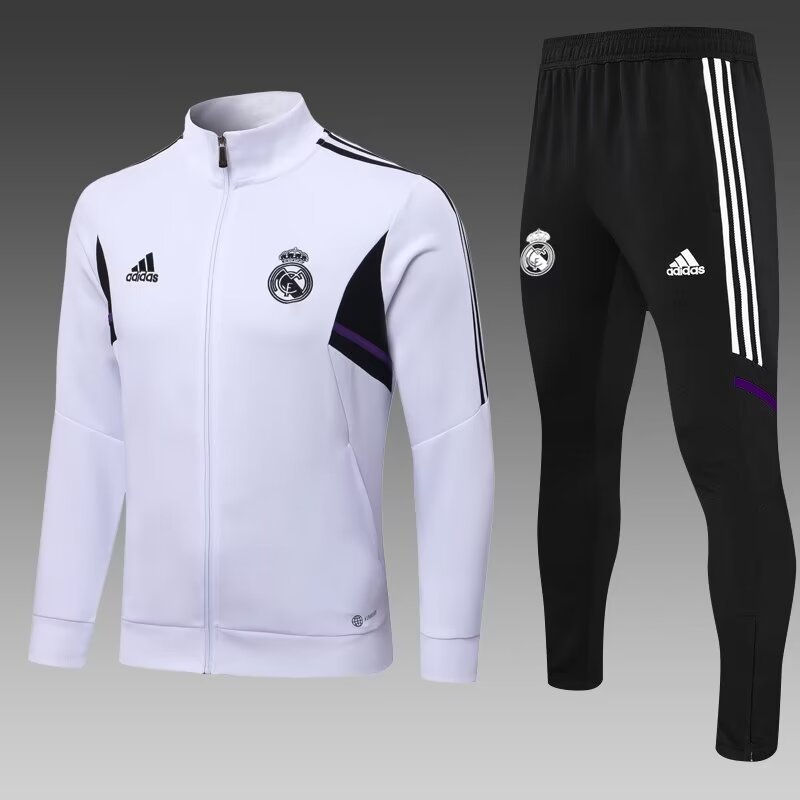 2022/2023 Real Madrid long zipper jacket black with white football shirt set 1:1 Thai quality