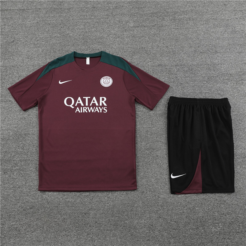 24-25 short-sleeved training clothes psg maroon