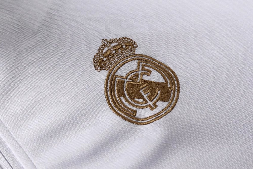 2019/2020 Real Madrid Long Zip Jacket White Football Shirt Set