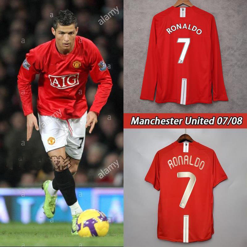 Retro 2007-2008 Manchester United Home   Football jersey retro