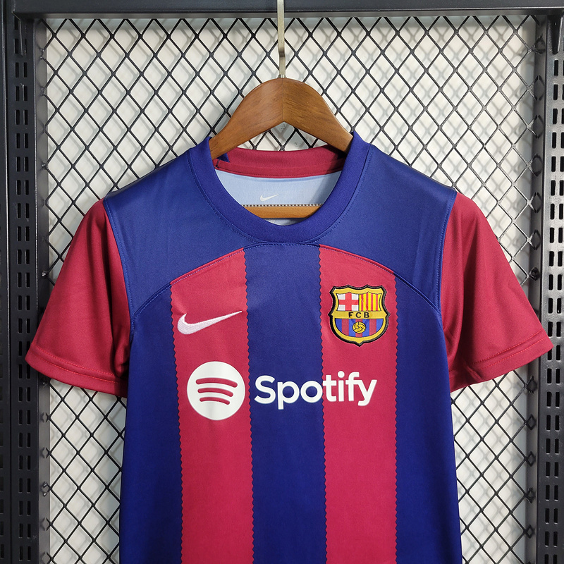 2023-24 KIDS Barcelona Home  GAVI LEWANDOWSKI F. DE JONG PEDRI FERMíN Football jersey