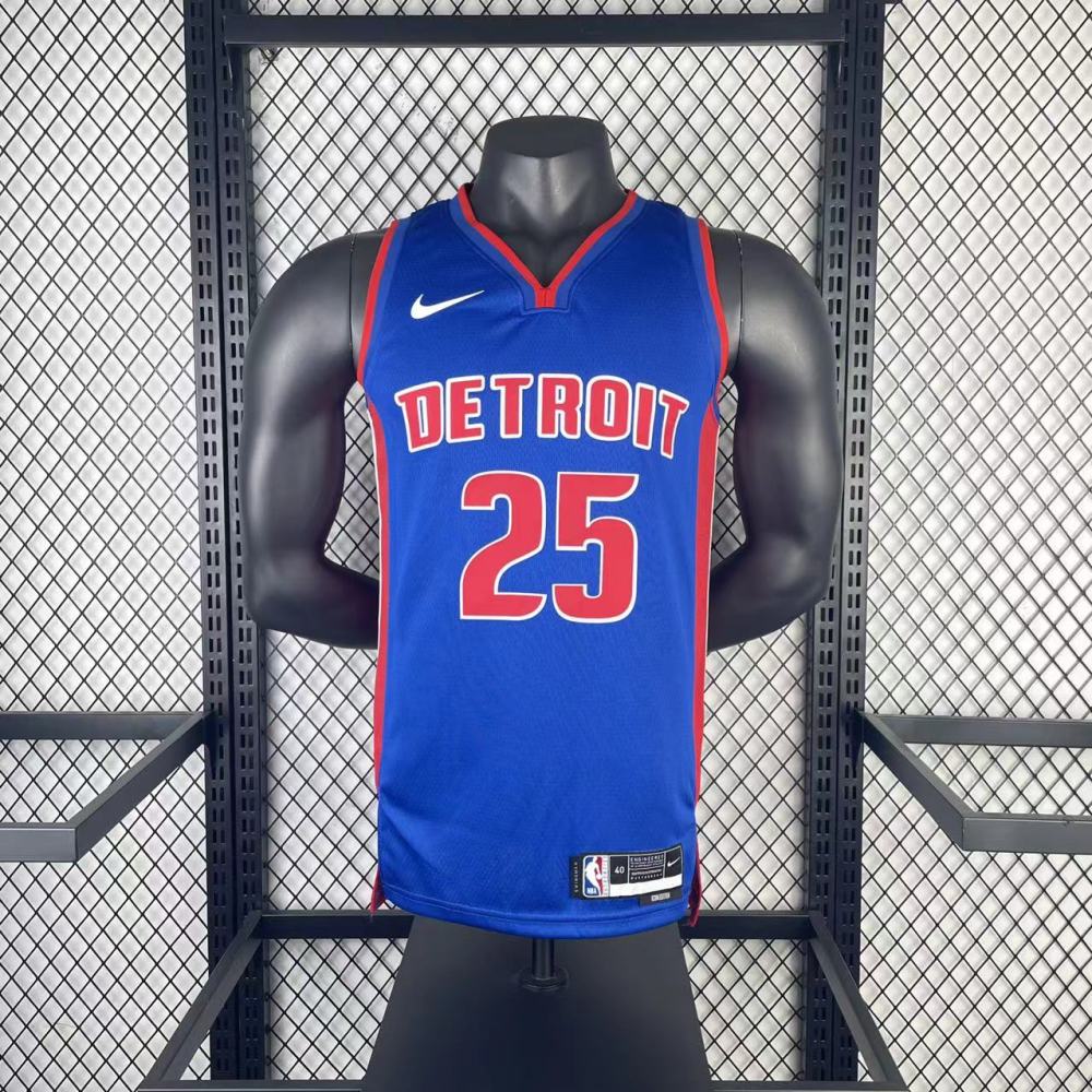 23 Season Detroit Pistons Away Blue 25 Rose