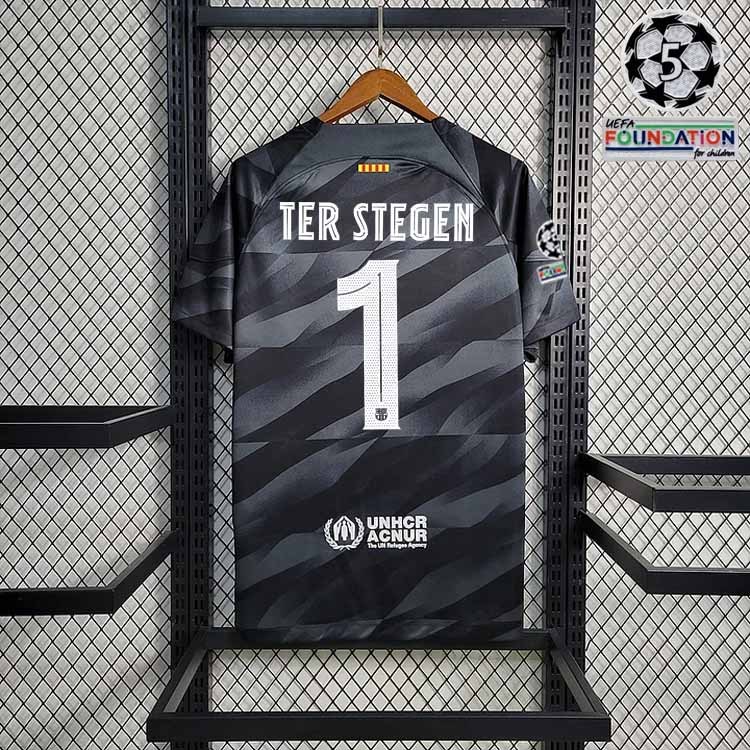 2023-24 Barcelona Black Goalkeeper  TER STEGEN I?AKI PE?A Football jersey