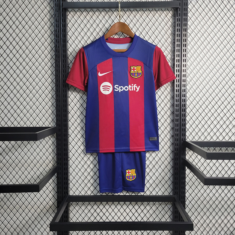 2023-24 KIDS Barcelona Home  GAVI LEWANDOWSKI F. DE JONG PEDRI FERMíN Football jersey