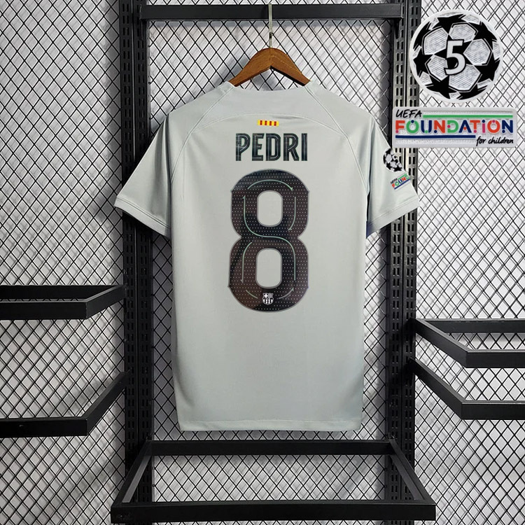 2022-23 Barcelona third away LEWANDOWSKI O.DEMBELE PEDRI PATRI JORDI ALBA Football jersey