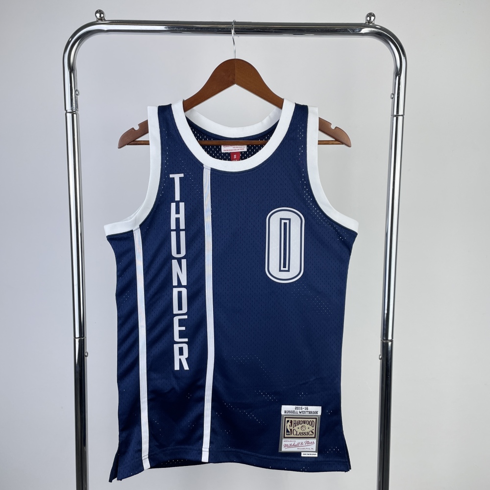 Oklahoma City Thunder MN Retro 2015-16 Season Navy Blue 0 Westbrook