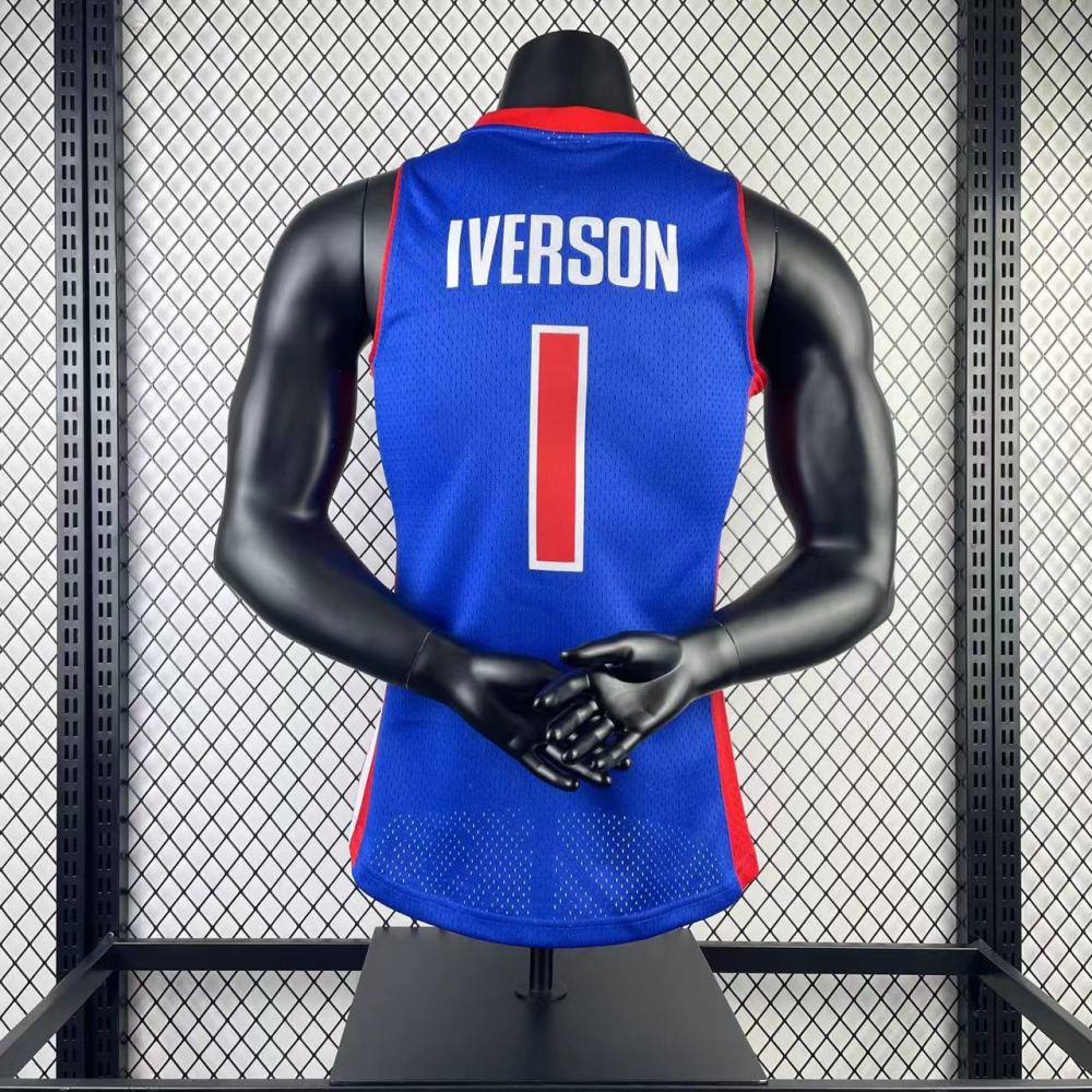 Detroit Pistons MN Retro 1988-89 Season Blue 1 IVERSON