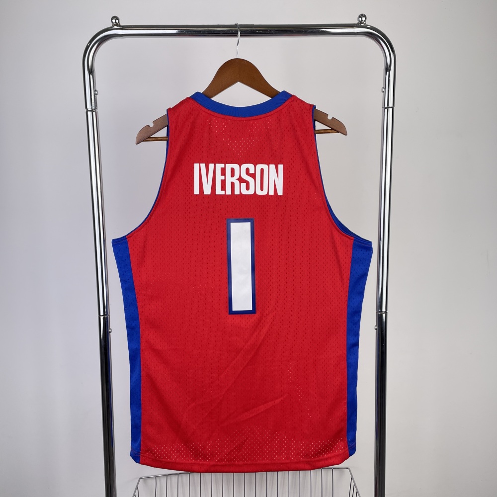 Detroit Pistons MN Retro 2008-09 Season Red 1 IVERSON